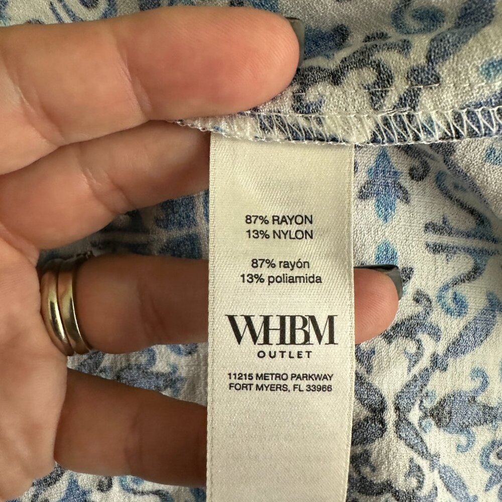 NWT White House Black Market Belted Midi Dress Graphic Tile Cobalt 0 #WHBM12 - Picture 4 of 8